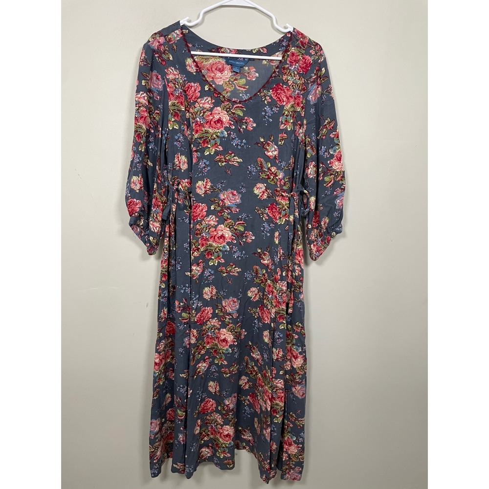 April Cornell Victorian Rose Mori Dress Size Medium Midi Cottagecore Prairie